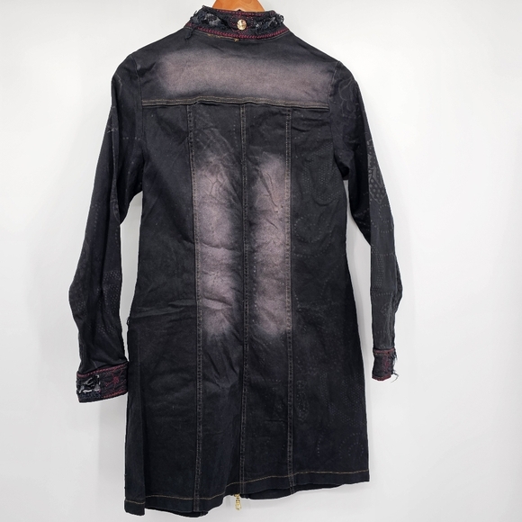 Tricotto Distressed Embelished Embroidered Denim Jacket Style 766 Womens Dress - Picture 7 of 9